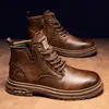 Botas Martin para hombre, zapatos casuales transpirables de caña alta para otoño, botas de trabajo versátiles y cómodas de estilo británico retro a la moda