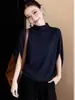 Ropa de Mujer Más Vendida 2026 Otoño Nueva Llegada Cuello Semi Alto Mangas Murciélago Tejido de Punto Holgado Adelgazante Moda Top de Manga Media