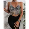 AYJ Joias modernas sexy europeias e americanas com strass coloridos, pingentes de cristal, corrente de peito com franja, corrente de cintura vazada, corrente de corpo