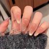 Uñas Portátiles Puras Hechas a Mano, de Gama Alta, Deslumbrantes Hielo-Transparente Ojo de Gato Diamantes Triturados, Lujo Ligero, Puro Deseo, Manicura Dulce y Fresca, Uñas Postizas Removibles
