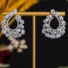 Aretes Geométricos Simples y Únicos Estilo Europeo y Americano con Incrustación de Zircón, Aretes de Joyería Lujosos y Versátiles para Mujeres
