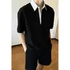 Directamente del fabricante: Camisa Camiseta de Hombre de Manga Corta con Cuello Polo Falso de Dos Piezas, Cuello Vuelta Elegante de Gama Alta, Conjunto de Verano con Hombro Normal de Media Manga