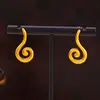 Pendientes bohemios con diseño de hilo geométrico, nuevos, chapados en acero de titanio y oro real de 18 quilates, ligeros, de lujo, combinables con todo, al por mayor