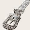 Cinturón con Hebilla Tallada para Mujer Estilo Ins Cinturón Delgado Decoración Moda Europea y Americana Jeans Personalizados con Lentejuelas Diseño Versátil