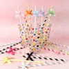 Topper para Pastel de Pajita de Papel con Lazo 10 Piezas Decoración Creativa de Mesa de Postres Tarjeta Inserto Fiesta