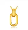Colgante de doble anillo geométrico retro dorado anillo de oro 999 collar entrelazado colgante cadena para la clavícula estilo retro de moda