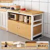 Estante de almacenamiento para cocina, multifuncional, de pie, mesa multicapa, tabla de cortar, banco de trabajo, estante de almacenamiento para microondas y utensilios de cocina, armario lateral