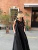 Japonês-coreano Backless Férias Alça sem mangas vestido colete feminino de verão design nicho solto branco praia vestido longo