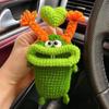 Bolsa para Llaves de Coche Lindo Dibujo Animado Hecho a Mano Lana Tejida Suministros para Coche Colgante Estuche Protector para Llaves Bolsa de Almacenamiento para Mujeres