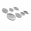 Soporte ovalado para piedras preciosas de acero inoxidable transfronterizo con dientes soporte para colgante ovalado soporte para colgante de collar accesorios para joyería DIY