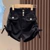 Traje de Verano para Niñas 2025 Nueva Moda Niñas Niños Medianos y Grandes Verano Fresco Simple Chaleco Shorts con Cordón Moderno