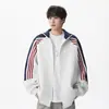Sudadera jacket raglán de talla extragrande 150 kg con bloques de color para hombre, chaqueta deportiva estilo americano de otoño con cuello alto