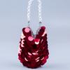 Bolsa feminina mais vendida feita à mão em rede tecida com miçangas e lantejoulas vermelho vivo bolsa de mão rede social bolsa brilhante para celular bolsa de banquete nicho