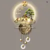 Nueve Peces Estilo Chino Nuevo Pintura Decorativa de Entrada Pintura de Paisaje Lámpara de Pared LED de Gama Alta Pintura de Lámpara de Hierro Colgante para Pasillo