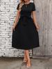 Vestido de punto con dobladillo plisado para mujer, elegante, informal, de manga corta y largo medio, con cinturón, para comercio exterior europeo y americano