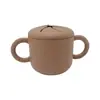 Taza de Silicona para Snacks Infantil Transfronteriza con Doble Asa, Asa, Popote Recto Curvo, Anticaídas, Suave, Taza de Agua Creativa, Taza con Popote