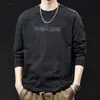 Camiseta de Manga Larga de Algodón de Bambú Transfronteriza para Hombre 2026 Nueva Tendencia de Primavera Versátil Capa Interior Ropa Básica Cuello Redondo Talla Grande