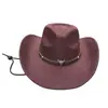 Amazon Sombrero Vaquero Occidental Cadena de Cabeza de Vaca de Lana Ala Curva Sombrero Jazz Sombrero Estilo Tibetano Vintage con Cuerda a Prueba de Viento Mayoreo