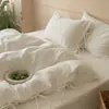 Juego de cuatro piezas de jacquard de algodón blanco puro, funda nórdica 100% algodón, sábana plana, sábana bajera ajustable, ropa de cama simple y de alta gama para dormitorio principal
