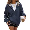 Otoño/Invierno 2026 Nuevo Sudadera con Cremallera Larga de Manga Larga con Estampado de Leopardo y Forro Polar para Mujer, Transfronteriza Europea y Americana, Amazon