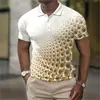 Estação Independente UE Transfronteiriça masculina novo POLO3D impressão digital casual de negócios manga curta gola lapela POLO