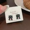 Gota de Óleo Desenho Animado Fofa Brinco para Bebida Chá de Leite Gato Mulheres Agulha de Prata Divertido Versátil Coração de Menina Brincos de Estudante Atacado