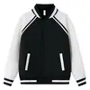 Chaqueta de béisbol raglán de capa de aire con estampado de diamantes de otoño con logotipo impreso o bordado personalizado, chaqueta cárdigan para ropa de trabajo corporativa
