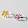 Anel de Flor de Floresta Estilo Coreano Moda Tendência Resina Rosa Flor de Cinco Pétalas Zircônia Anel Aberto Joia
