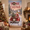 Novidades transfronteiriças: Tecido de fundo de Natal impresso em alta definição, designs de casa de pão de gengibre e renas, série de tecidos de fundo para decoração festiva