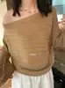Top de Malha Elegante Off-Shoulder HersElegant 2026 Outono Manga Longa Elegante para Mulheres