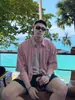 Camisa Retro Americana de Cuadros Rojos de Manga Corta para Hombre, Marca de Moda, Holgada, Casual, Versátil, de Gama Alta, Camisa de Manga Corta para Ropa de Trabajo