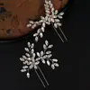 Tocado de Novia, Accesorios para Vestido de Boda, Pasador Estilo Antiguo Dinastía Han, Juego de Pasadores en Forma de U con Pedrería Marquise, Pasador