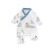 Mono de bebé de primavera y otoño de algodón puro sin huesos, ropa de escalada, ropa para recién nacidos, ropa de hogar de estilo chino para bebés, pijamas
