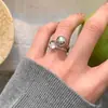 Anel Empilhável Zircônia Pérola Cinza Design de Nicho Feminino Luxo Leve Elegante de Alta Qualidade Anel de Dedo de Nicho