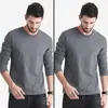 Camiseta de Manga Larga para Hombre Tendencia Primavera 2025 Tops Casuales de Cuello Redondo Camisas Básicas para Hombre
