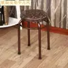 Silla taburete redondo de hogar para adultos a la moda, juego creativo de taburetes de metal para mesa de comedor, banco de madera maciza, taburete redondo engrosado