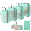 Set de 10 Bolsas de Almacenamiento de Viaje de Compresión Cuidadosamente Seleccionadas, Bolsa de Almacenamiento de Malla con Cordón para Empacar por Separado, Bolsa Organizadora para Equipaje, Maquillaje y Artículos de Tocador