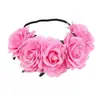 Europa y Estados Unidos Transfronterizos 5 rosas rojas corona de flores para el pelo diadema novia accesorios para el pelo de boda fiesta festiva banda para el pelo de flor artificial