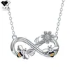 Knn-605 Collar Cruzado con Forma de Corazón y Figura de Ocho de Abeja para Mujer, Cadena de Clavícula Mobius de Alta Gama de Nicho