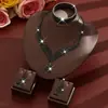 Joyería de Boda Más Vendida Collar Pendientes Pulsera Juego de Joyas Lujoso Strass Set Nupcial Cadena