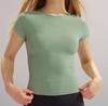 Top Cruzado de Manga Corta Shuangshi Primavera y Verano para Mujer Camiseta de Secado Rápido Ajuste Delgado Yoga Cuello Redondo Fitness Deporte Ropa de Yoga