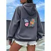 Sudadera con capucha de comercio exterior transfronterizo para mujer con estampado de mariposas, top holgado, Amazon Wish, una pieza, venta al por mayor