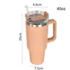 Termo de Acero Inoxidable 304 de 40 oz con Asa Tachonada de Diamantes y Popote, Taza de Hielo de Diamante para Mantener Frío, Montable en Coche