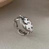 Anillo Hueco de Estrella Luna Estilo Coreano para Mujer Dulce Creativo Combinable Cadena Corte Cruzado Gladiousness Anillo de Dedo