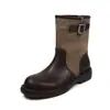Botas Martin de Piel de Vaca Colorblock con Hebilla Elegantes Cómodas Versátiles 2026 Tacón Bajo Grueso Punta Redonda Piel Genuina Caña Ancha Botines