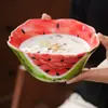 Cuenco de sandía con cara sonriente pintado a mano de fábrica, hermoso cuenco para uso doméstico, cuenco personal para ensalada, cuenco para sopa de fideos, vajilla de cerámica con color bajo vidriado