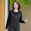 2026 Novo Estilo Roupa de Primavera para Mães Conjunto Estiloso Estilo Casual Blusa Solta Conjunto de Três Peças para Mulheres de Meia-Idade e Idosas