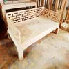 Cama Luohan de Olmo Branco sem acabamento Empurrar-puxar Corpo branco Cama toda em madeira maciça Sofá-cama Antigo Móveis Chineses Escultura