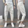 Jeans Rasgado de Verão Novo Beijianglang para Homens, Calças Skinny Slim-Fit Stretch Tendência de Alta Qualidade, Moda Estilo Coreano Ins