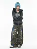 Sudadera con Capucha Rayas Negras y Grises Subcultura para Hombres y Mujeres, Chaqueta Corta Adelgazante de Otoño, Hombro Normal, Ropa de Abrigo Estilo Milenio Y2K